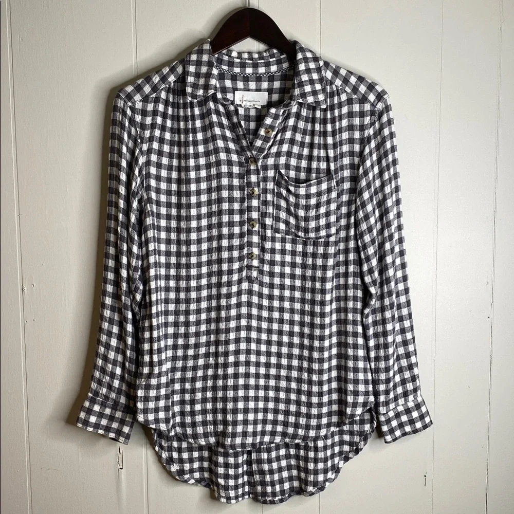 Anthropologie Isadora Plaid‎ Flannel Button Down Shirt XS Autumn long sleeve
